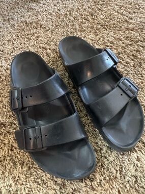 Birkenstock Black Two-Strap EVA Slide Sandals